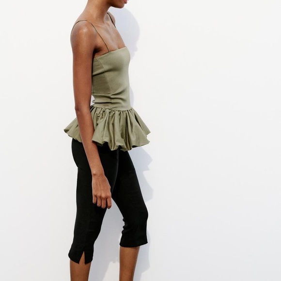 NWT Zara mixed rib poplin balloon top - Picture 6 of 10